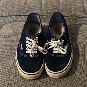 Vans Dark Blue Canvas Shoes with White Accents
